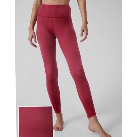 NWOT Athleta Elation Velvet Tights Red Extra Small XS, MSRP $98 - Picture 1 of 1